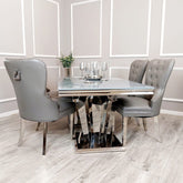Athena Light Grey 1.8m Dining Table With Mayfair Leather Dining Chairs ALL COLOURS Plain Back/Square Knocker